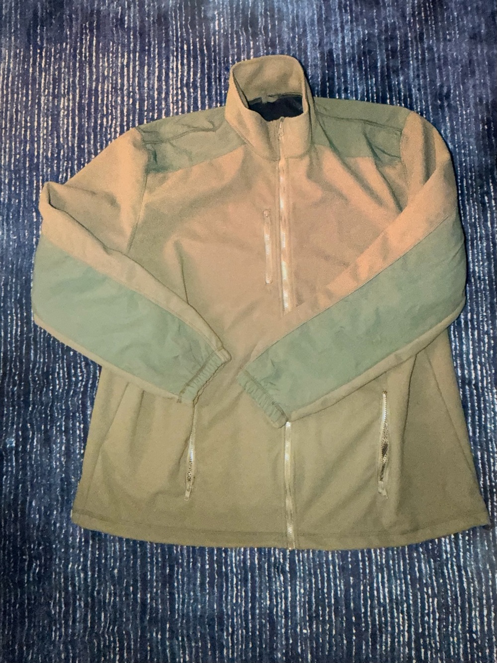 Men's Olive Military-Style Field Jacket - Lightweight Fleece